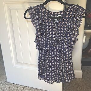 Diane Von Furtstenberg top Navy Silk size 4